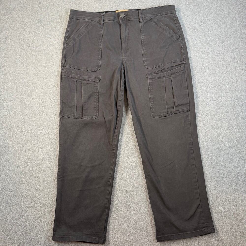 Democracy Women's Size 16 Gray Cargo Pants "Ab" Technology Stretch Flat Front